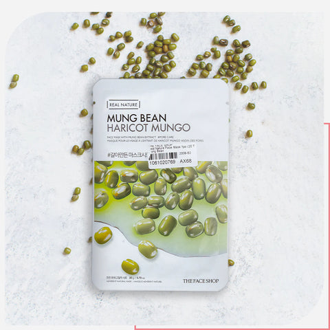 Masca pentru diminuarea porilor Real Nature MUNG BEAN Face Mask, THE FACE SHOP, 30 g