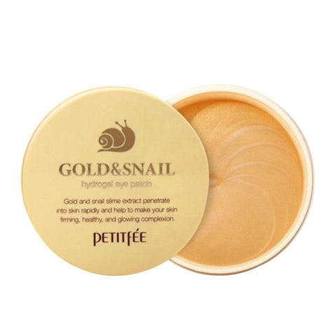 Plasturi pentru ochi cu aur si extract mucus de melc, Petitfee, Gold & Snail, 60 buc