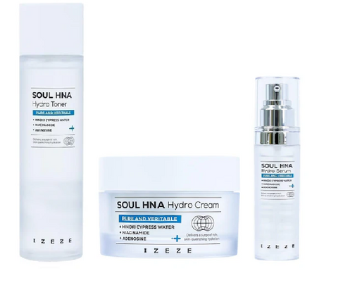 Pachet de cosmetice coreene Crema Soul HNA Hydro, IZEZE, 50 ml + Ser Soul HNA Hydro, IZEZE, 30 ml + Toner Soul HNA Hydro, IZEZE, 150 ml