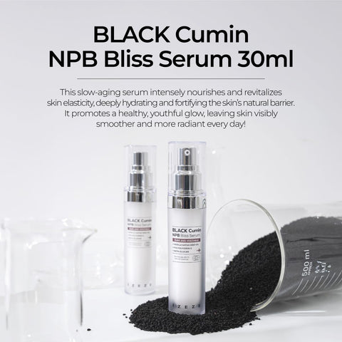 Ser revitalizant pentru ingrijirea pielii cu ulei de Chimen Negru, Niacinamide si Centella Asiatica, Black Cumin NPB, IZEZE, 30 ml