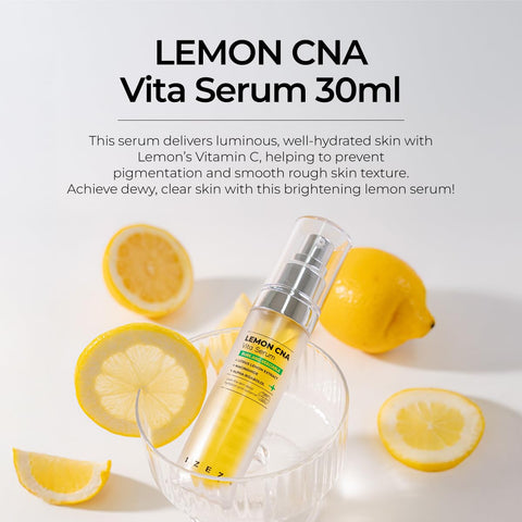 Ser revitalizant pentru ingrijirea pielii cu Vitamina C si extract de Lamaie, Niacinamide si Alpha-Bisabolol, Lemon CNA, IZEZE, 30 ml