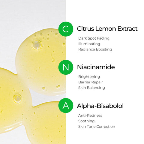 Ser revitalizant pentru ingrijirea pielii cu Vitamina C si extract de Lamaie, Niacinamide si Alpha-Bisabolol, Lemon CNA, IZEZE, 30 ml