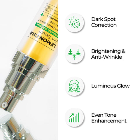 Ser revitalizant pentru ingrijirea pielii cu Vitamina C si extract de Lamaie, Niacinamide si Alpha-Bisabolol, Lemon CNA, IZEZE, 30 ml