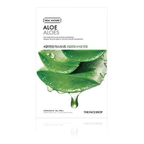 Masca faciala pentru calmare si hidratare ten sensibil Real Nature Mask cu Aloe, The Face Shop, 20g