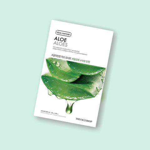 Masca faciala pentru calmare si hidratare ten sensibil Real Nature Mask cu Aloe, The Face Shop, 20g