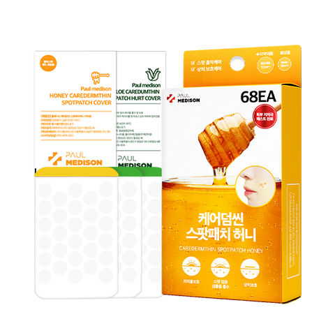 Plasturi pentru cosuri si anti-acnee cu Miere, Caredermthin SPOTPATCH HONEY KIT, Paul Medison, 68 buc