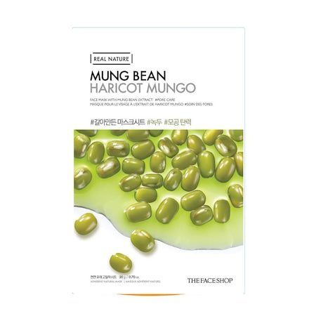 Masca pentru diminuarea porilor Real Nature MUNG BEAN Face Mask, THE FACE SHOP, 30 g