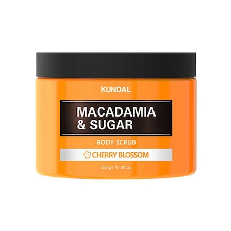 Scrub natural hidratant cu macadamia si zahar, Cherry Blossom, Kundal, 550 g