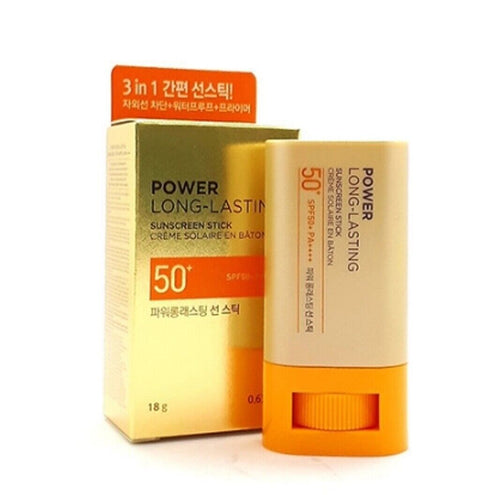 Crema de fata tip stick cu SPF50+ PA++++, POWER LONG-LASTING SUNSCREEN STICK, The Face Shop, 18g