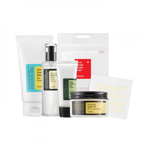 Pachet complet ingrijire ten (Crema SPF 50 ml + Crema Melc 100g + Esenta 100 ml + Cleanser 150 ml + Plasturi 24 buc), COSRX